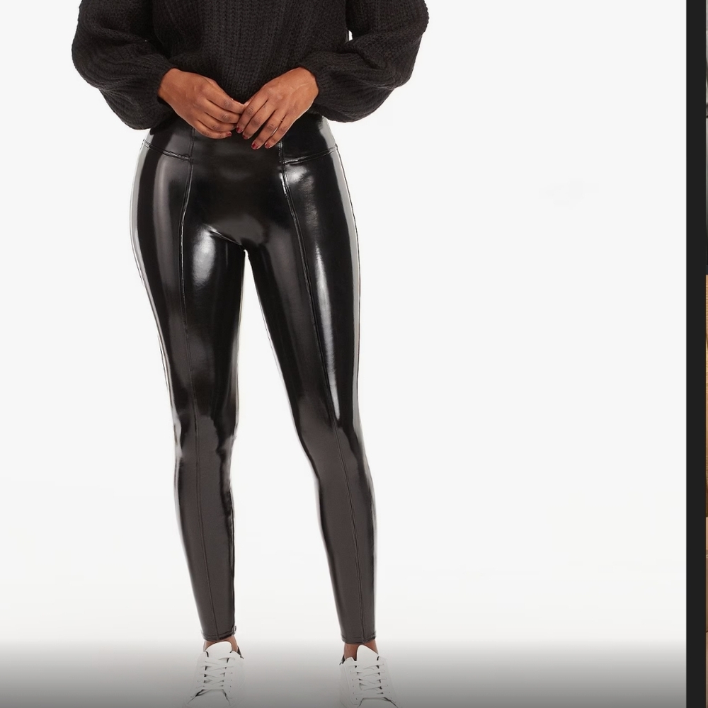 Spanx Faux Patent Leather Leggings, Large